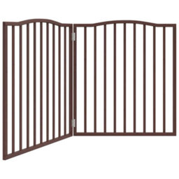 Walplus Brown Oak Dog Gate Foldable 2 Panels 160 Cm Poplar Wood - thumbnail 2