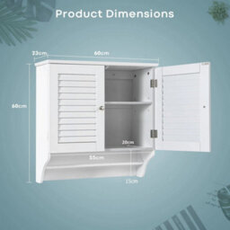 Bathroom Medicine Cabinet Wall Mounted Louvered Doors Cabinet - thumbnail 2