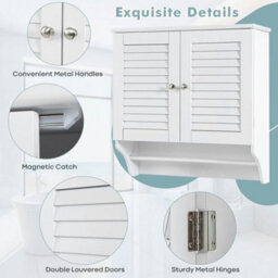 Bathroom Medicine Cabinet Wall Mounted Louvered Doors Cabinet - thumbnail 3