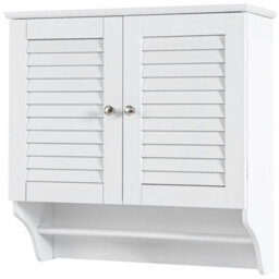 Bathroom Medicine Cabinet Wall Mounted Louvered Doors Cabinet - thumbnail 4