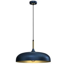Milagro Lincoln Blue 45Cm Pendant Lamp Stylish Hand Made Scandi Style Lamp With A Golden Finish To The Shade Interior 1Xe27 - thumbnail 4