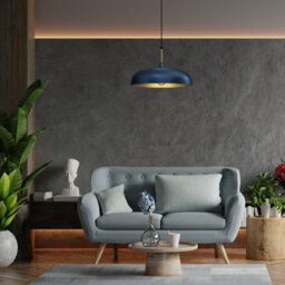 Milagro Lincoln Blue 45Cm Pendant Lamp Stylish Hand Made Scandi Style Lamp With A Golden Finish To The Shade Interior 1Xe27 - thumbnail 3