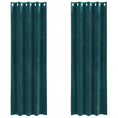 Berkfield Modern Curtains Dark Green Polyester 140 X 260 Cm Curtains Rectangular