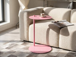 Beliani Minimalist Side Table Kensico Metal Pink - thumbnail 2