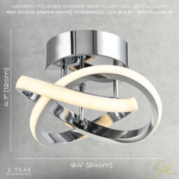 Happy Homewares Modern Led Chrome Ceiling Light Fitting With Swirl Thick Metal Strip - thumbnail 6