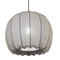 CGC Lighting Cgc Lila Grey Rounded Ribbed Stretch Cotton Fabric Lampshade - thumbnail 3