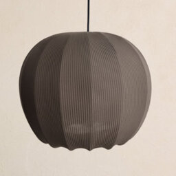 CGC Lighting Cgc Lila Grey Rounded Ribbed Stretch Cotton Fabric Lampshade