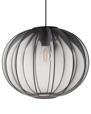 Wyld And Coco Novalux Pendant Lamp Black - Pleated Nylon Shade, Iron Accents, Adjustable Height - image 1