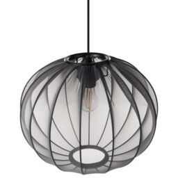 Wyld And Coco Novalux Pendant Lamp Black - Pleated Nylon Shade, Iron Accents, Adjustable Height - thumbnail 4