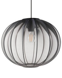 Wyld And Coco Novalux Pendant Lamp Black - Pleated Nylon Shade, Iron Accents, Adjustable Height - thumbnail 1