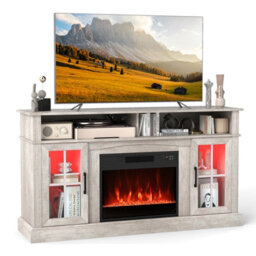 Gainoom 148Cm Grey Fireplace Tv Stand Entertainment Center For 65 Inch Tv