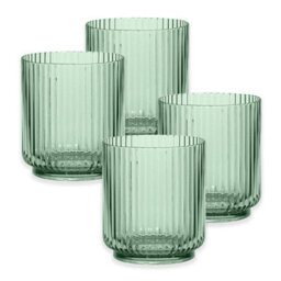 Purely Home Sage Green Acrylic Plastic 15Oz Ribbed Drinking Tumbler - Set Of 4