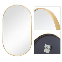 Living And Home Gold Wall Mounted Oval Bathroom Framed Mirror Vanity Mirror W 400 X H 700 mm - thumbnail 3