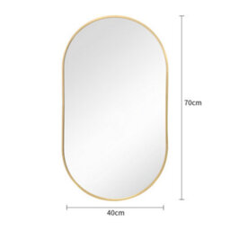Living And Home Gold Wall Mounted Oval Bathroom Framed Mirror Vanity Mirror W 400 X H 700 mm - thumbnail 6