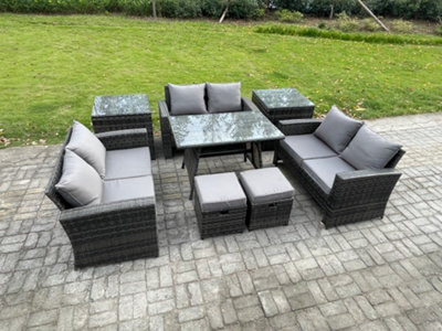 Fimous Outdoor Lounge Sofa Set Wicker Pe Rattan Garden Furniture Set With Rectangular Dining Table For Garden - image 1