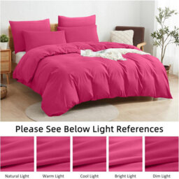 Aspire Homeware Plain Duvet Cover Set Soft Microfibre, Pink, Double (L)200Cm X (W)200Cm - thumbnail 6