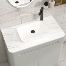 Royal Bathrooms Venice 800mm Dove Grey Freestanding Bathroom Countertop Vanity Unit 2 Door With Qubix Basin - thumbnail 6