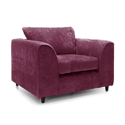 Furnishings For Less UK Monaco Chenille Fabric Single Seater Armchair Purple