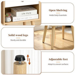 Set Of 2 Wood Bedside Table Cabinet Chest Of 1 Drawer Nightstand Storage Tables - thumbnail 6