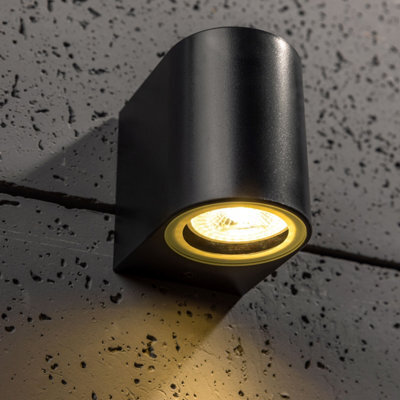 CGC Lighting Cgc Black Up Or Down Gu10 Wall Light Curved Outdoor Garden Ip44 Weatherproof Polycarbonate Outside Door Patio Terrace Wall Lamp - image 1