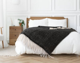 Nevni Mohair Style Light Weight Soft & Cozy Single Cotton Blanket -125 X 150 Cm, Dark Grey - thumbnail 2