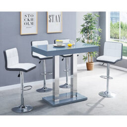 Furniture in Fashion Caprice Grey High Gloss Bar Table 4 Copez White Grey Stools - thumbnail 1