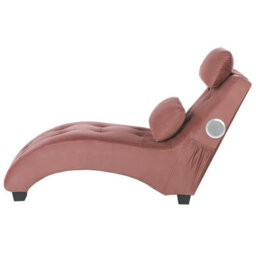 Beliani Chaise Longue Simorre Velvet Pastel Pink With Built-In Bluetooth Speaker - thumbnail 4