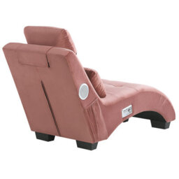 Beliani Chaise Longue Simorre Velvet Pastel Pink With Built-In Bluetooth Speaker - thumbnail 5