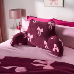 Ohs Bow Cuddle Cushion Soft Fleece Reading Pillow -  Burgundy - thumbnail 1