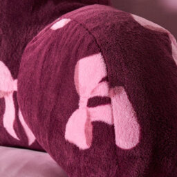 Ohs Bow Cuddle Cushion Soft Fleece Reading Pillow -  Burgundy - thumbnail 3