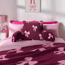 Ohs Bow Cuddle Cushion Soft Fleece Reading Pillow -  Burgundy - thumbnail 2