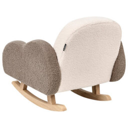 Wyld And Coco Kids Rocking Chair Beige Boucle With Cloud Armrests, Wide Seat, Rubberwood Legs (W54 X D54 X H52Cm) - thumbnail 6