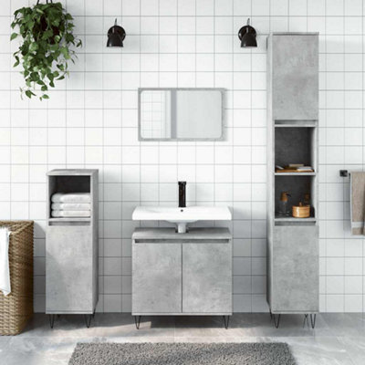 Walplus Bathroom Cabinet Concrete Grey 58X33X60 Cm Engineered Wood - image 1
