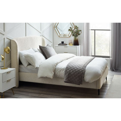 Ashfield Elegant Ivory Boucle Bed With Black Legs - King 5Ft (150Cm) - image 1