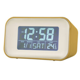 Acctim Alta Retro Digital Alarm Clock Crescendo Alarm Date & Temperature Display Mustard