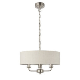 Luminosa Lighting Luminosa Highclere Single Shade Pendant Light Brushed Chrome Plate, Natural Linen - thumbnail 6