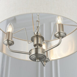 Luminosa Lighting Luminosa Highclere Single Shade Pendant Light Brushed Chrome Plate, Natural Linen - thumbnail 4