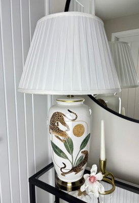 Downton Interiors Leopard Ceramic Table Lamp With Pleated Shade - image 1