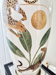 Downton Interiors Leopard Ceramic Table Lamp With Pleated Shade - thumbnail 4