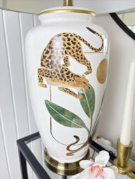 Downton Interiors Leopard Ceramic Table Lamp With Pleated Shade - thumbnail 2