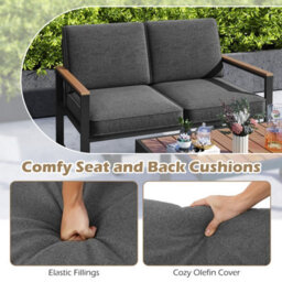 Costway 2 Piece Patio Aluminum Conversation Furniture Set Outdoor Loveseat W/ Coffee Table - thumbnail 7