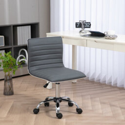 Homcom Armless Mid-Back Adjustable Office Chair With 360 Swivel Dark Grey