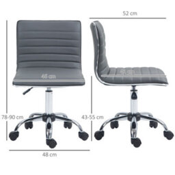 Homcom Armless Mid-Back Adjustable Office Chair With 360 Swivel Dark Grey - thumbnail 3