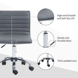 Homcom Armless Mid-Back Adjustable Office Chair With 360 Swivel Dark Grey - thumbnail 7