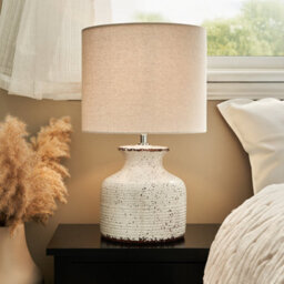 Inlight Capan Crackled Round Matt Natural Distressed Effect Table Lamp