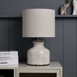Inlight Capan Crackled Round Matt Natural Distressed Effect Table Lamp - thumbnail 4