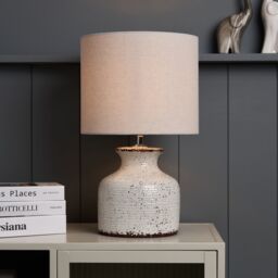 Inlight Capan Crackled Round Matt Natural Distressed Effect Table Lamp - thumbnail 3
