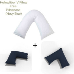 ARLinens V Shaped Pillow With Free V Pillowcase Orthopedic Hollowfiber Filled Head Neck Support V Cushion With Case - thumbnail 1
