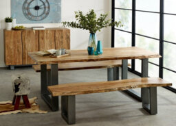 Buttercup Farm Baltic Live Edge Large Bench - Metal/acacia Solid Wood - L40 X W175 X H45 Cm - thumbnail 6