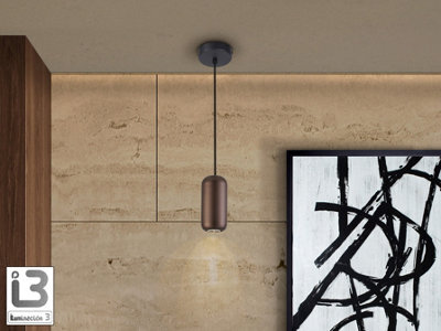 Luminosa Lighting Luminosa Nimes Slim Pendant Ceiling Light Black, Brown 1Xgu10 - Uk Stock - image 1